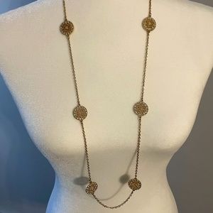 Shiela Rose Gold Plated Long Necklace w/CZ's and 2" Extender